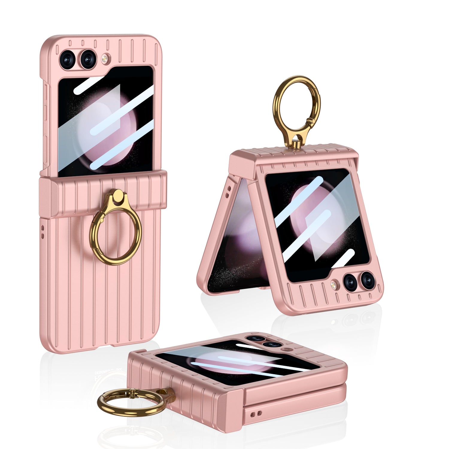 GKK Hinge Protection Phone Case for Samsung Galaxy Z Flip5 5G Suitcase Style Anti-Drop Hard PC Phone Cover with Small Screen Film GKK Hinge Protection Phone Case for Samsung Galaxy Z Flip5 5G Suitcase Style Anti-Drop Hard PC Phone Cover with Small Screen Film